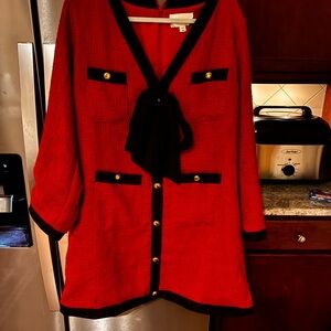 Tuckernuck Red and Black Long Sleeve Dress with Gold Buttons